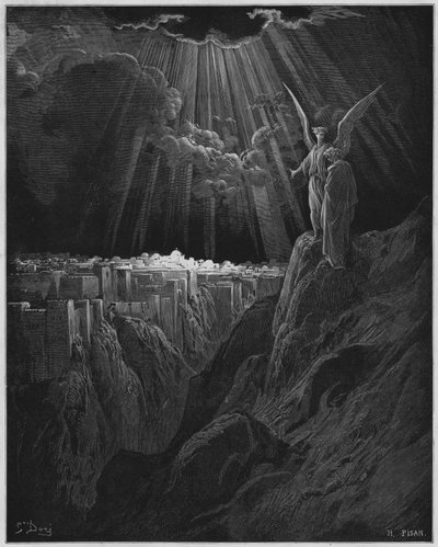 The Angel showing Jerusalem in ruins to St. John by Gustave Dore